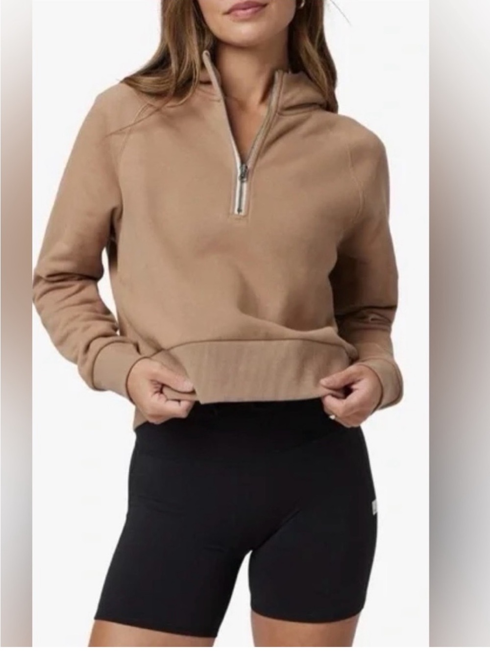 Vuori Half-Zip Restore  Hoodie in Camel